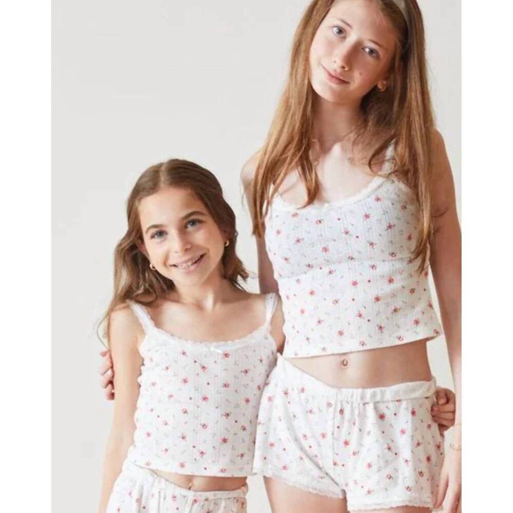 NEW THEME lizzie rose pointelle tank in white